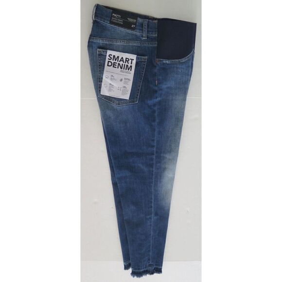DL1961 Patti Women Sz 27 Blue High Rise Straight Frayed Hem Maternity Pants $198 - Picture 7 of 9